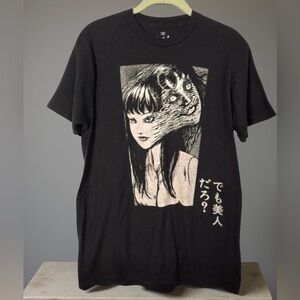 Tomie Junji Ito Black Horror Graphic Short Sleeve T-shirt